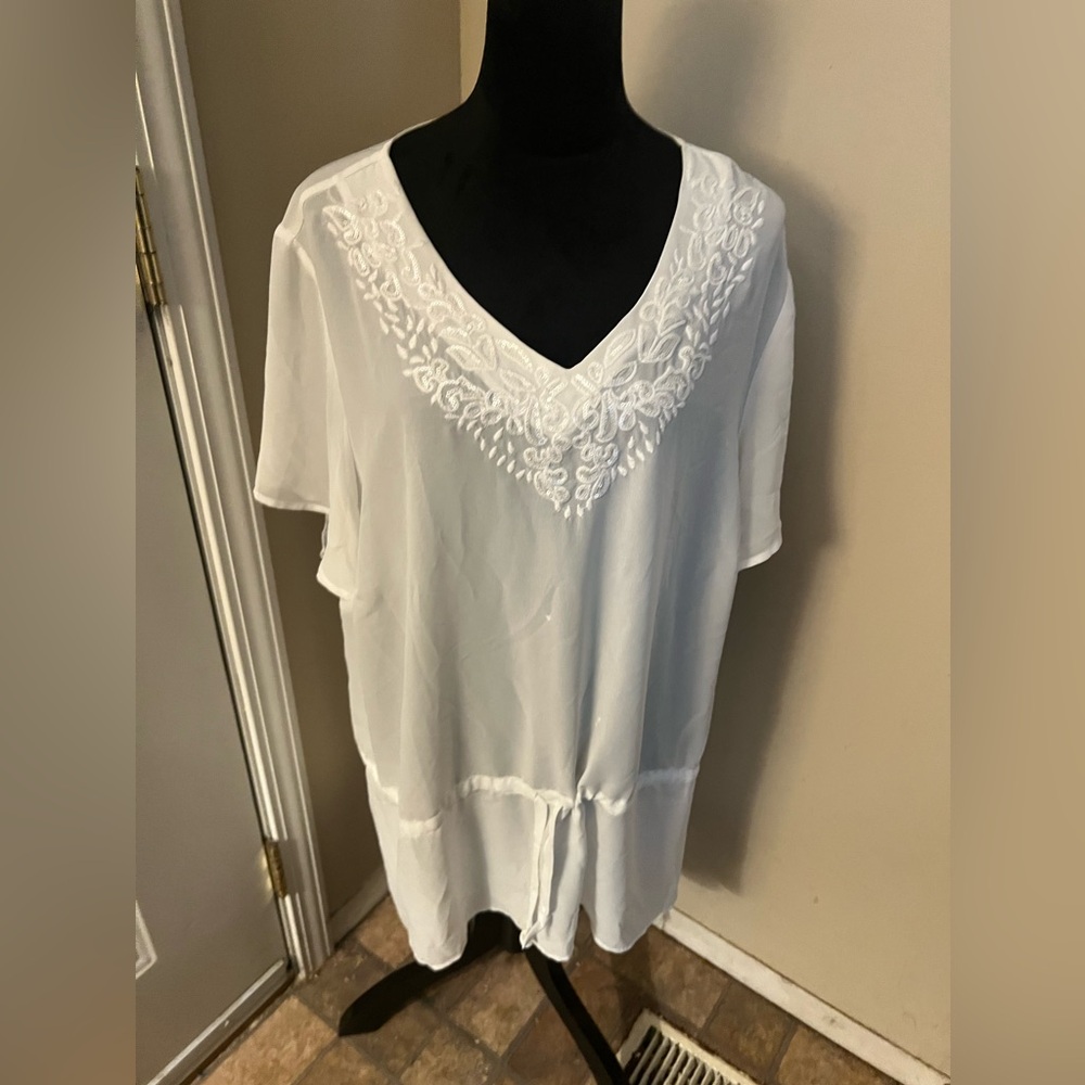 Catherines blouse, drop waist/ drawstring style, 2X